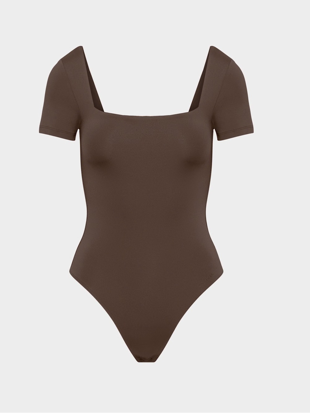 Aritzia Brown Square-Neck Short Sleeve Bodysuit